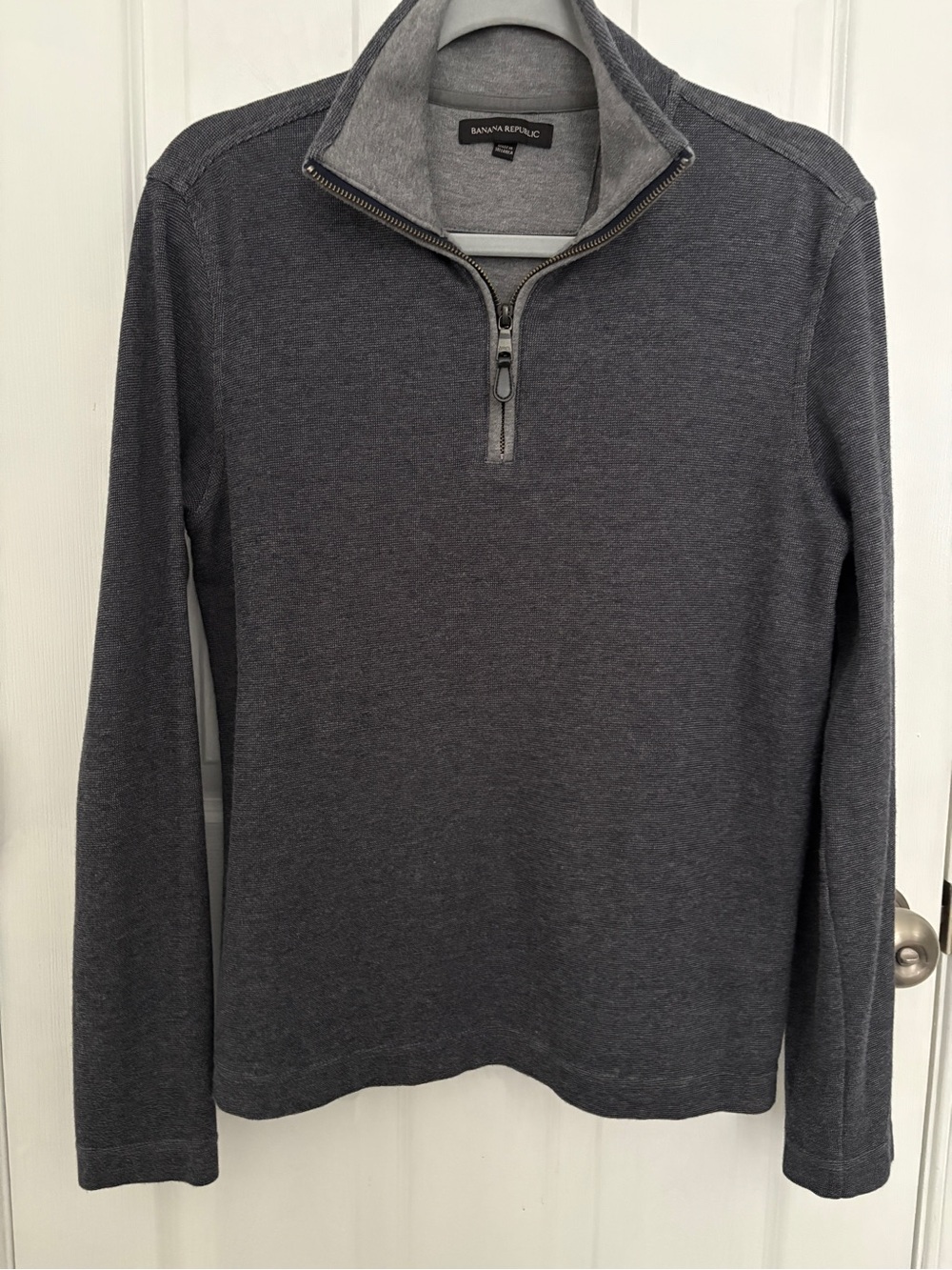 Banana Republic Men's Dark Charcoal Quarter-Zip Sweater #0035
